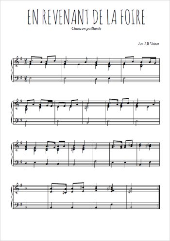Téléchargez l'arrangement pour piano de la partition de En revenant de la foire en PDF